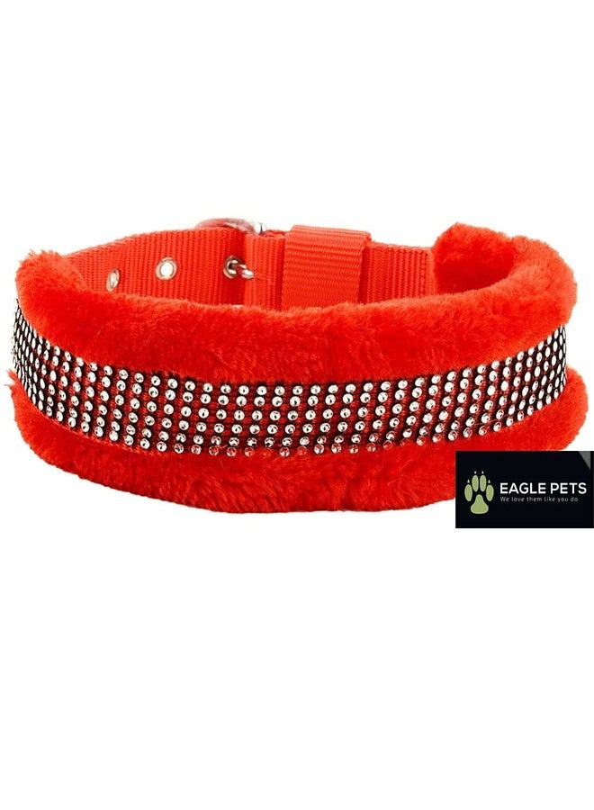 Eagle Pets Dogs Soft Fur Nylon Collar & Leash Set for Puppy Soft Padding Collar & Leash (Red, Large) - Image 2